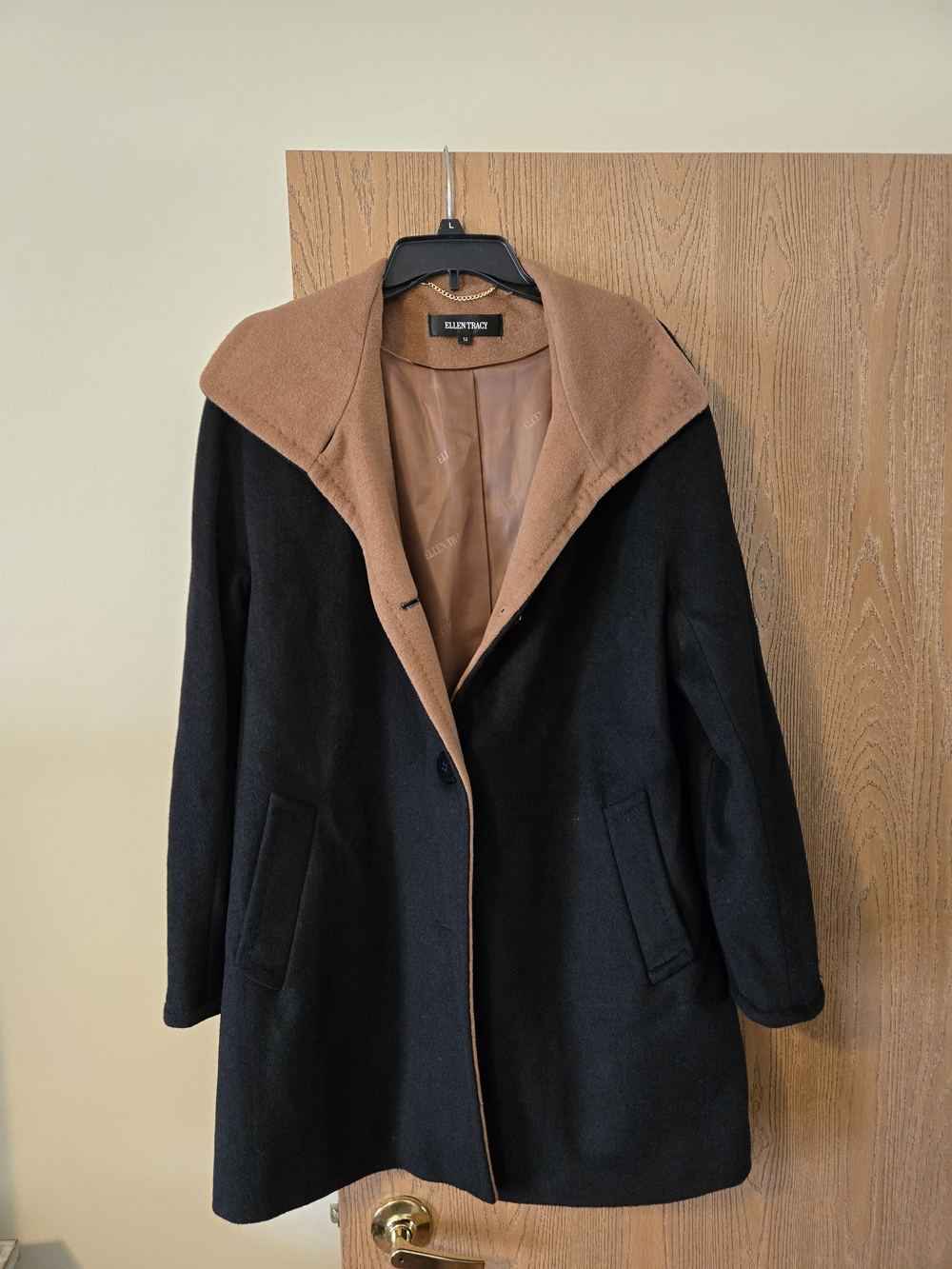 Ellen Tracy Black and Camel Dress Coat